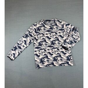 Modchok Womens Camo Sweatshirt Blue White Camouflage Crew Neck Pullover Size S
